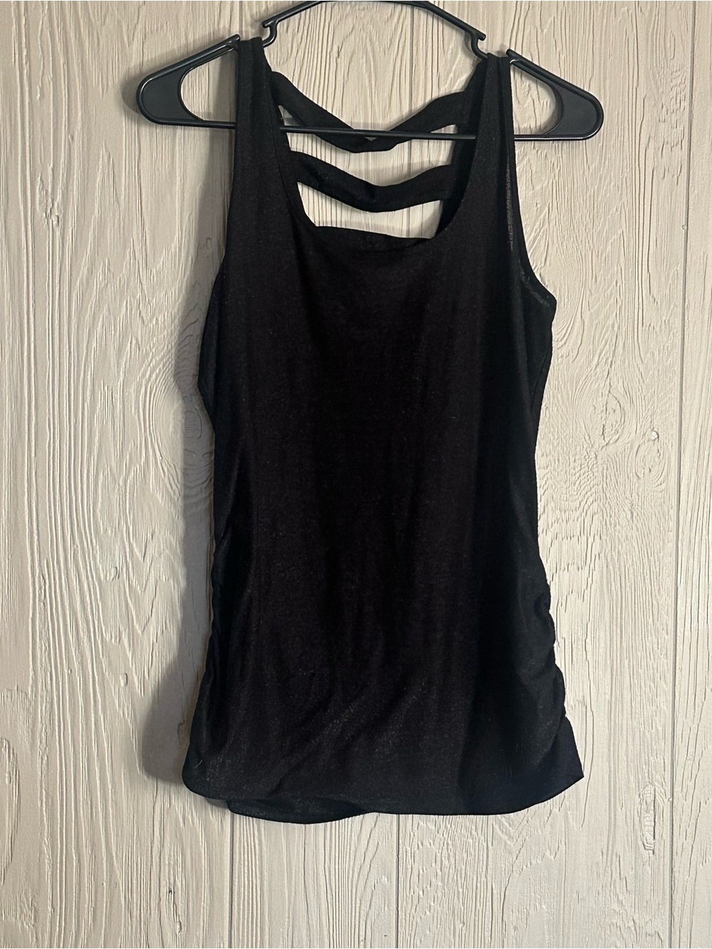 Studio Y Women's M Black Metallic Knit Stretch‎ Scoop Neck Sleeveless Tank Top
